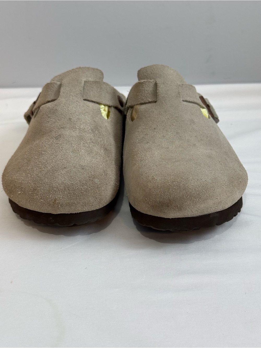 Birkenstock Suede Slide Sandals Beige Soft Footbed EU 40 US 9 Buckle Women